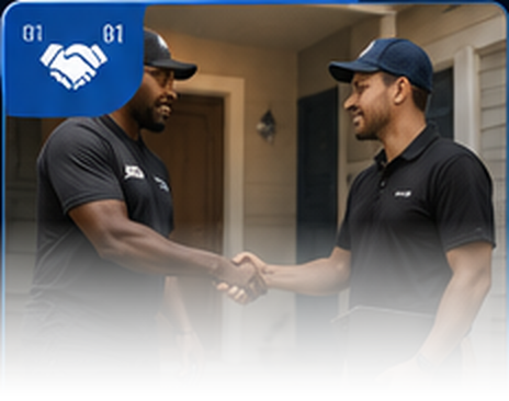 Contractor and homeowner shaking hands